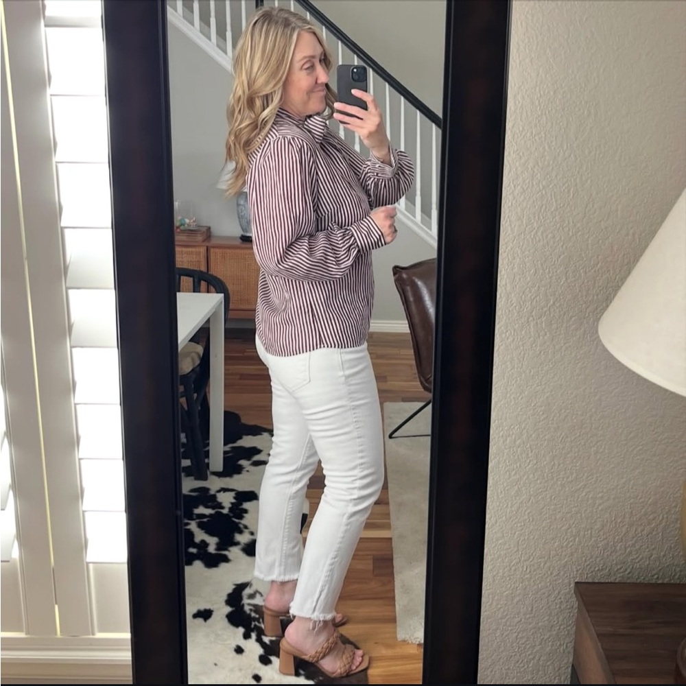 Maeve striped tie neck top size Small - Picture 4 of 12